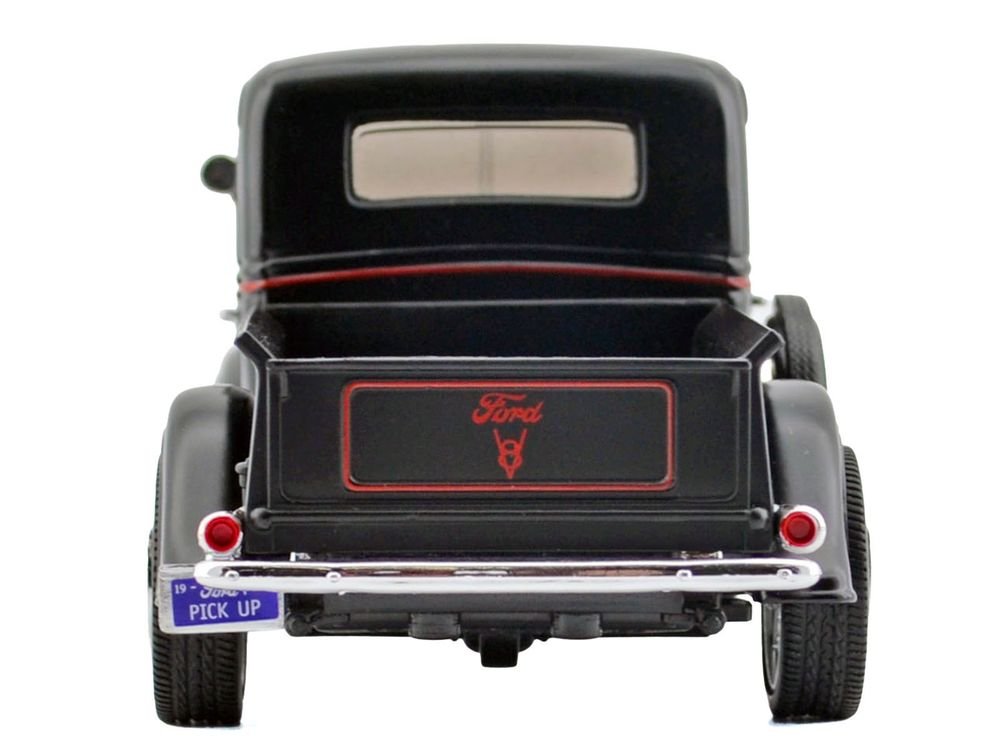 1937 Ford Pickup Truck Matt Black with Red Flame Graphics "Kult Klassics" Series 1/24 Diecast Model Car by Motormax view 4