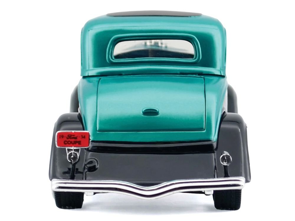 1934 Ford Coupe Turquoise Metallic and Black "Kult Klassics" Series 1/24 Diecast Model Car by Motormax view 4