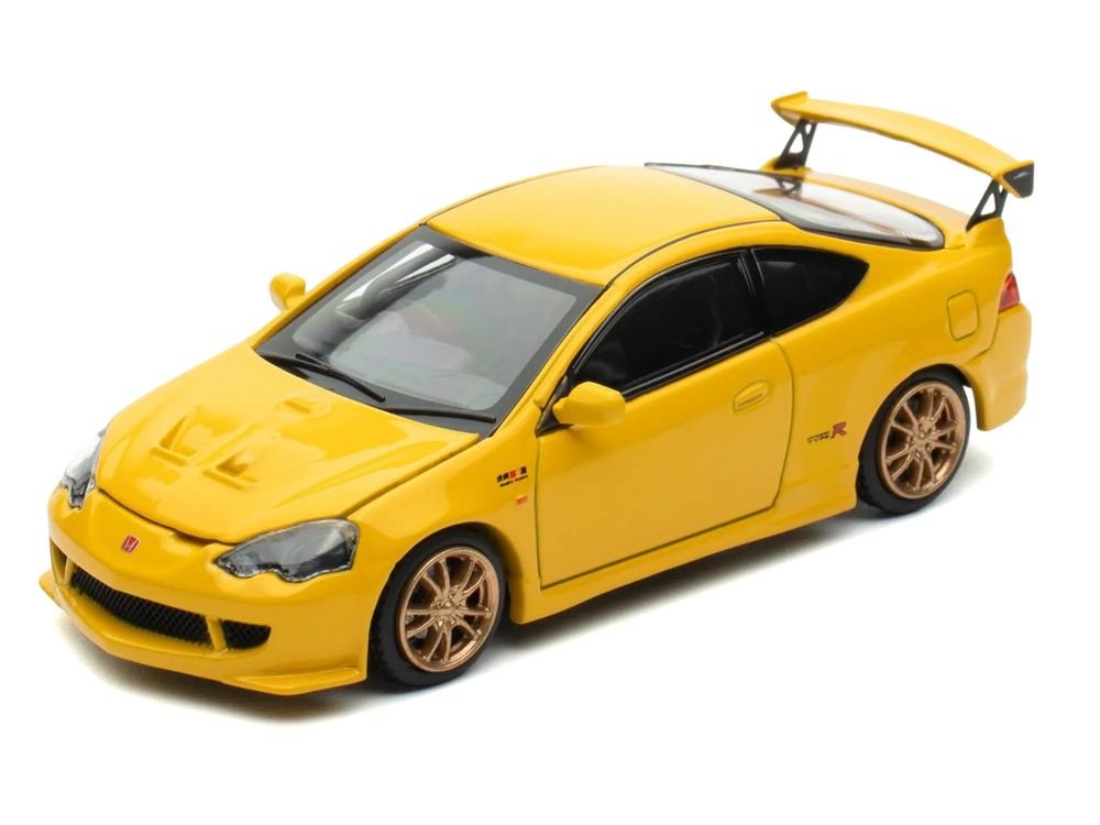 Honda Integra Type R (DC5) MUGEN RHD (Right Hand Drive) Phoenix Yellow 1/64 Diecast Model Car by MotorHelix view 2