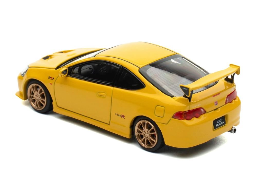 Honda Integra Type R (DC5) MUGEN RHD (Right Hand Drive) Phoenix Yellow 1/64 Diecast Model Car by MotorHelix view 4