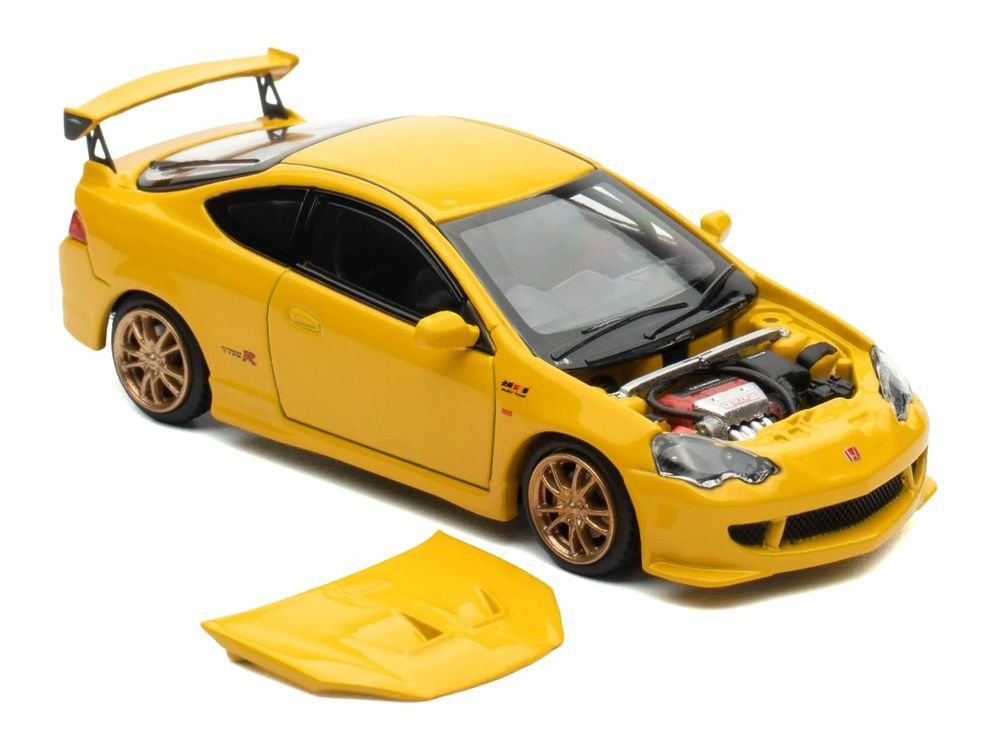 Honda Integra Type R (DC5) MUGEN RHD (Right Hand Drive) Phoenix Yellow 1/64 Diecast Model Car by MotorHelix view 5
