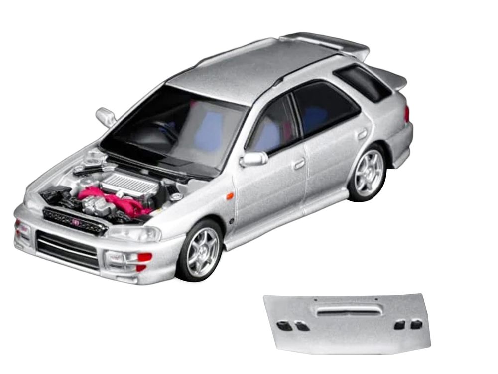 Subaru Impreza WRX STi Wagon Version VI RHD (Right Hand Drive) Arctic Silver Metallic 1/64 Diecast Model Car by MotorHelix view 3