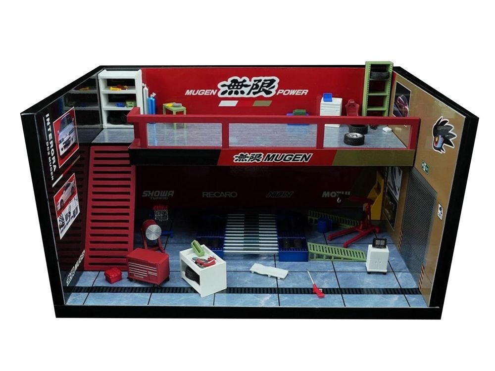 "Mugen Power" Garage Diorama with Accessories 1/64 Model by MotorHelix view 2