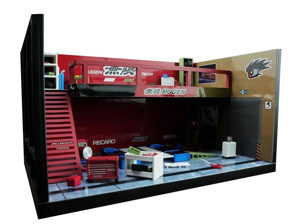 "Mugen Power" Garage Diorama with Accessories 1/64 Model by MotorHelix view 3