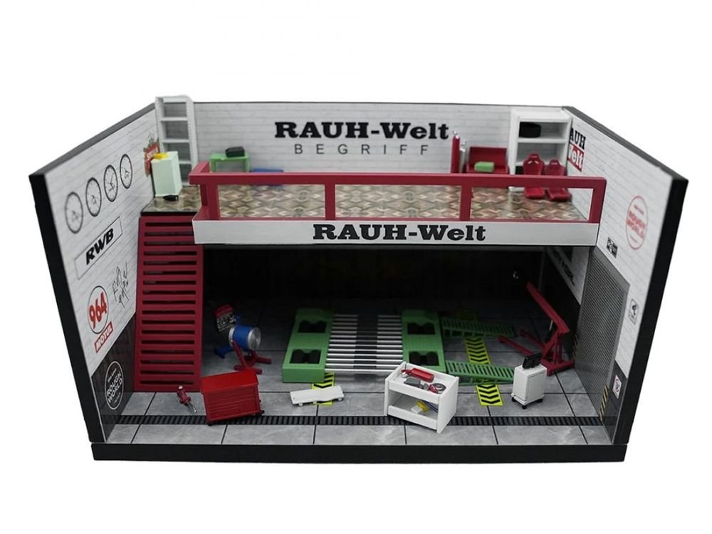 "RWB" Garage Diorama White with Accessories 1/64 Model by MotorHelix view 2