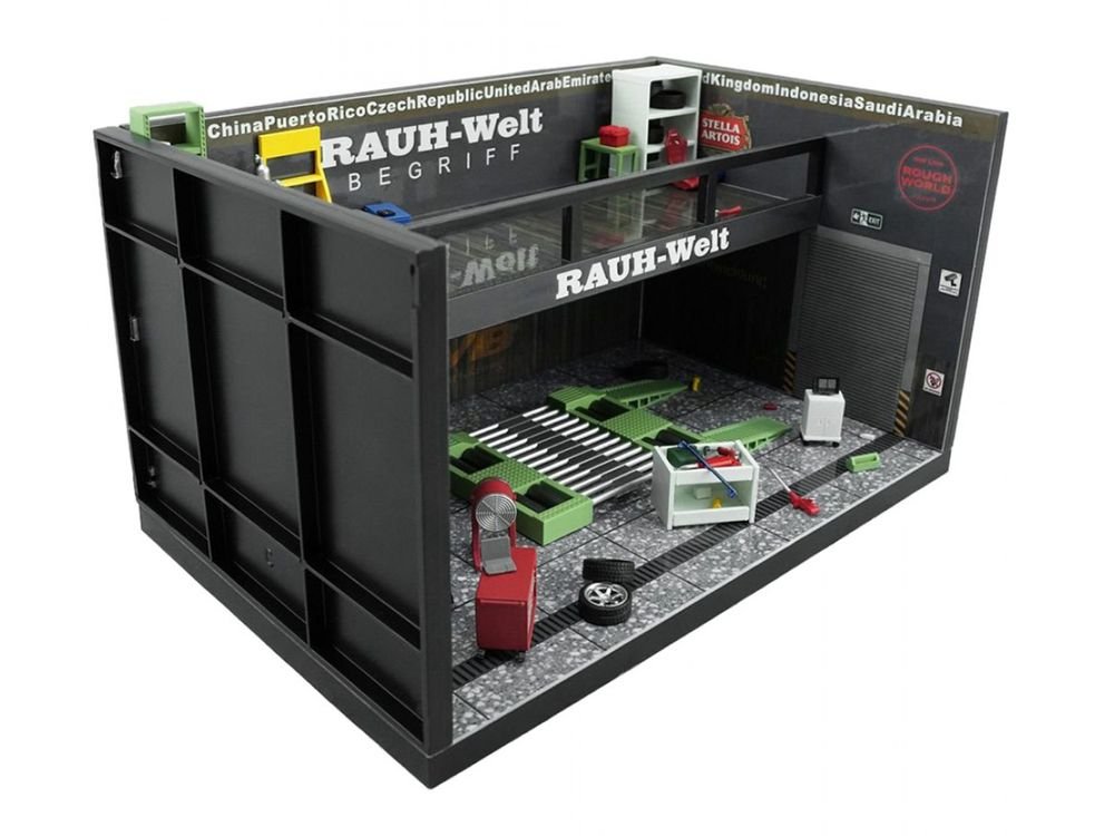 "RWB" Garage Diorama Black with Accessories 1/64 Model by MotorHelix view 4
