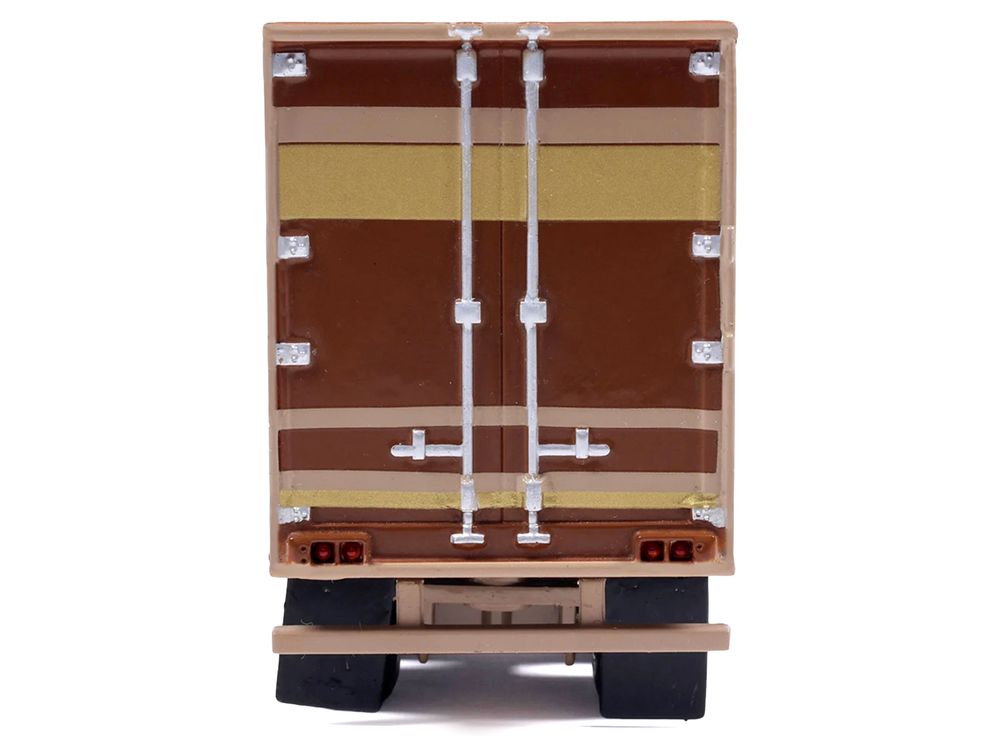 1976 Kenworth K100 Aerodyne Truck with Modern Trailer Brown with Tan and Gold Stripes 1/64 Diecast Model Car by IXO Models view 5