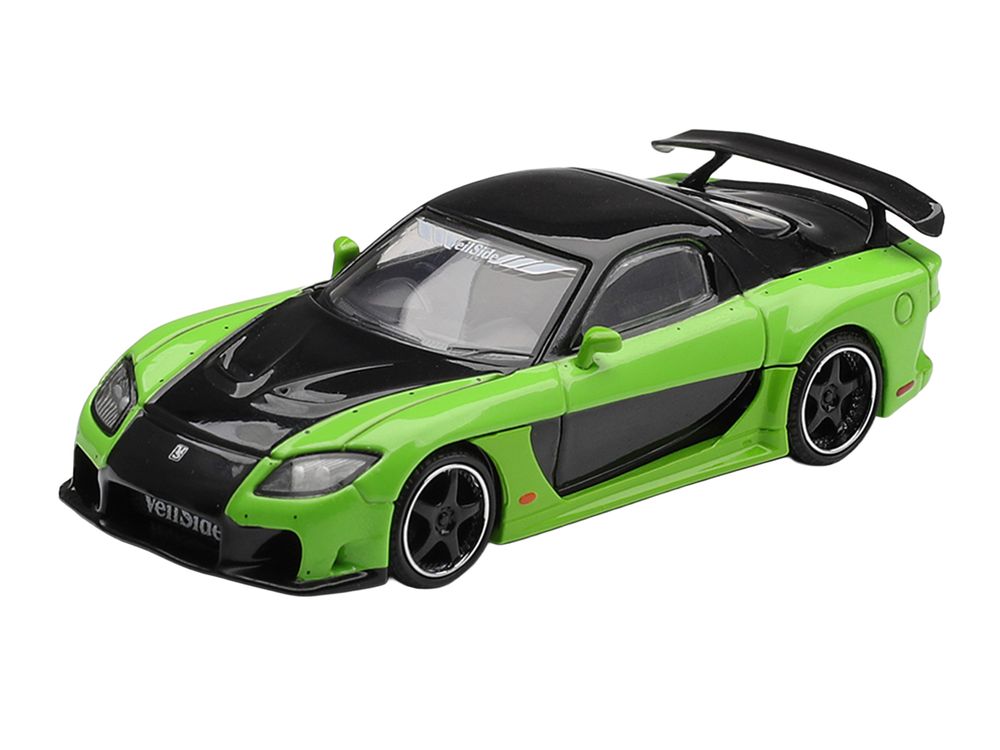 Mazda RX-7 VeilSide Fortune7 Green and Black Limited Edition 1/64 Diecast Model Car by Mini GT view 2