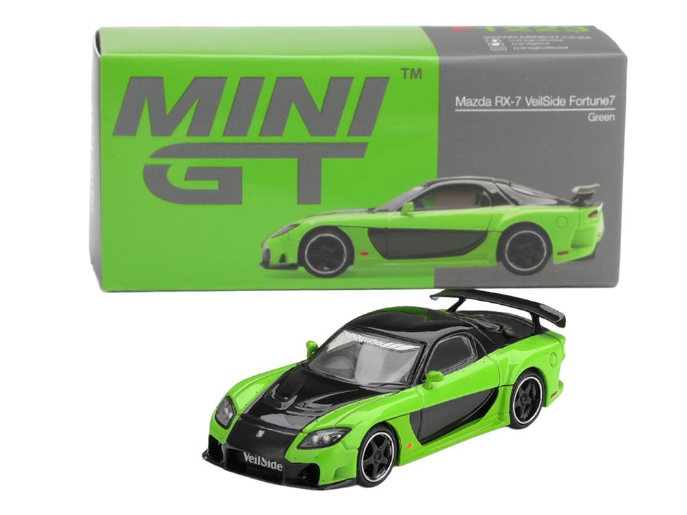 Mazda RX-7 VeilSide Fortune7 Green and Black Limited Edition 1/64 Diecast Model Car by Mini GT view 5