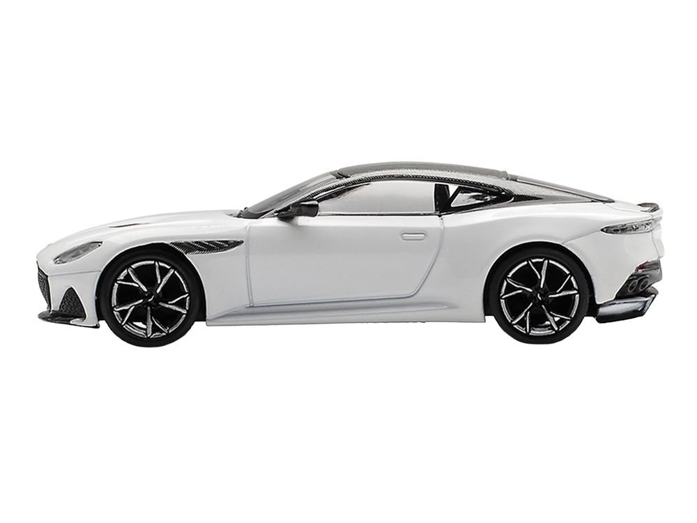 Aston Martin DBS RHD (Right Hand Drive) Stratus White with Carbon Top Limited Edition 1/64 Diecast Model Car by Mini GT view 3