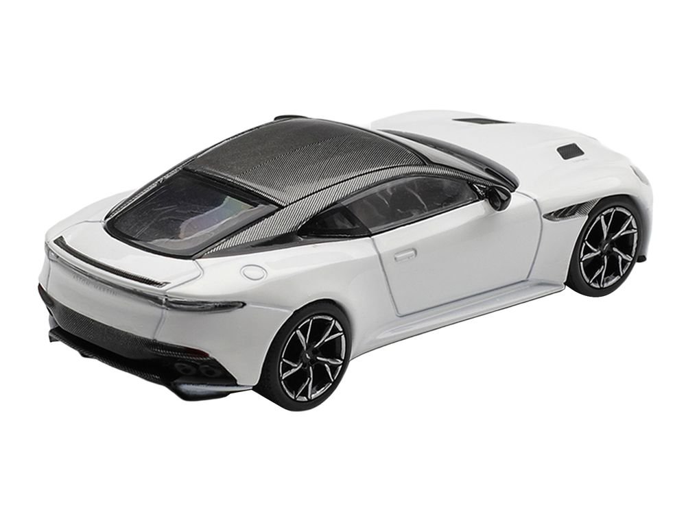 Aston Martin DBS RHD (Right Hand Drive) Stratus White with Carbon Top Limited Edition 1/64 Diecast Model Car by Mini GT view 4