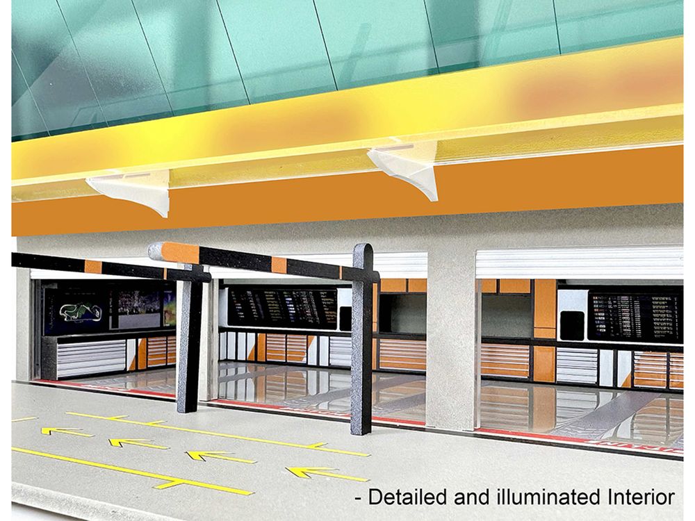 Grand Prix Paddock Diorama "Team Orange" with LED Lights for 1/64 Scale Models by American Diorama view 3