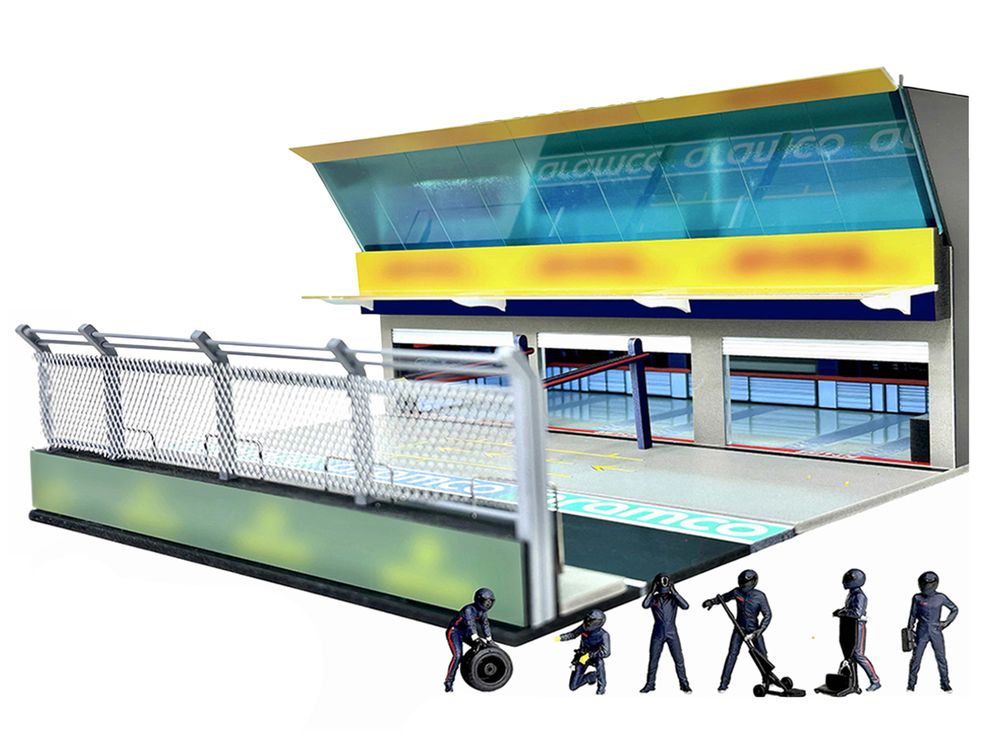 Grand Prix Paddock Diorama "Team Blue" with LED Lights for 1/64 Scale Models by American Diorama view 2