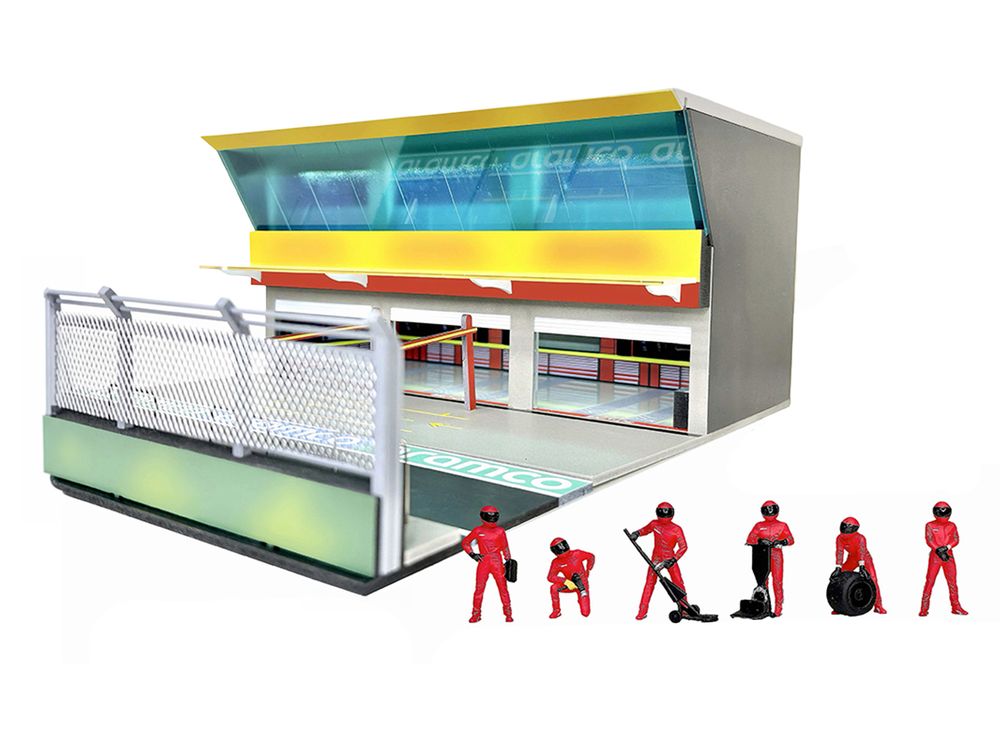 Grand Prix Paddock Diorama "Team Red" with LED Lights for 1/64 Scale Models by American Diorama view 2
