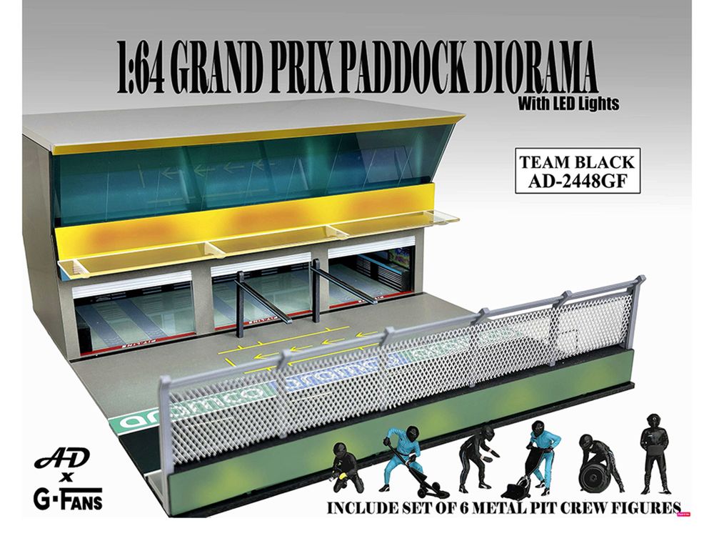 Grand Prix Paddock Diorama "Team Black" with LED Lights for 1/64 Scale Models by American Diorama view 3