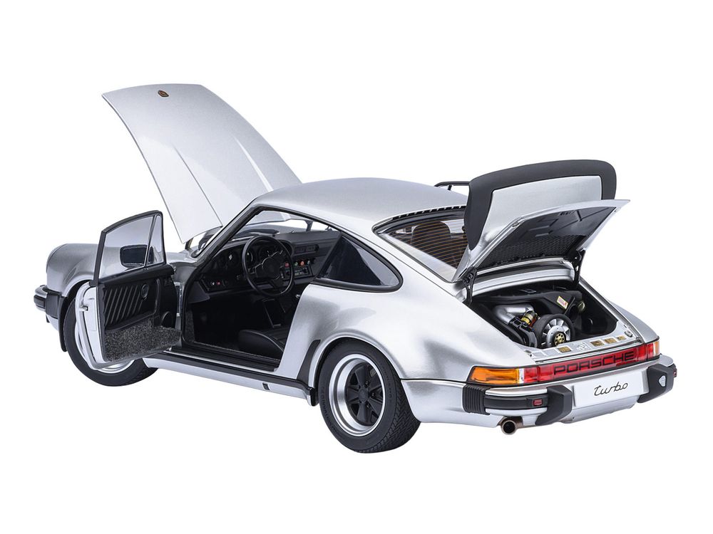 Porsche 911 Turbo 3.0 (930) Silver Metallic 1/18 Model Car by Autoart view 3