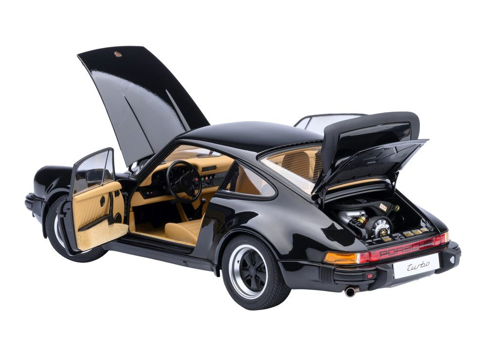 Porsche 911 Turbo 3.0 (930) Black 1/18 Model Car by Autoart view 3
