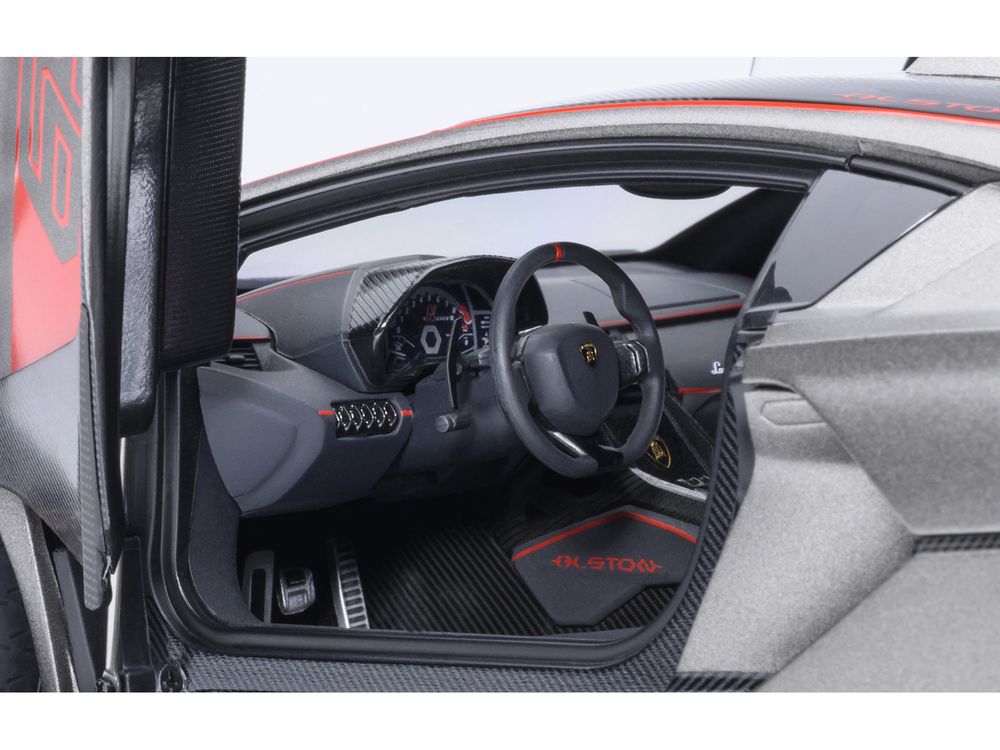 Lamborghini SC18 Alston Grigio Daytona Gray Metallic with Red Accents 1/18 Model Car by Autoart view 4