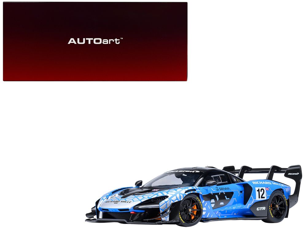 McLaren Senna GTR #12 "Presentation Car" Blue with Black Top and Graphics 1/18 Model Car by Autoart