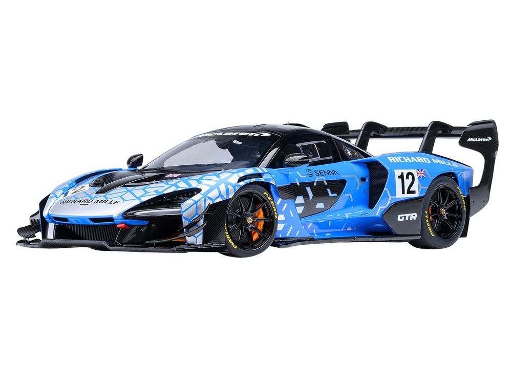 McLaren Senna GTR #12 "Presentation Car" Blue with Black Top and Graphics 1/18 Model Car by Autoart view 2
