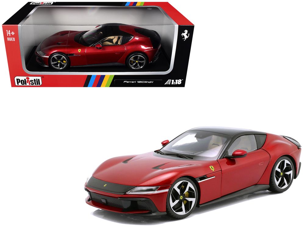 2024 Ferrari 12Cilindri Red Metallic with Black Top 1/18 Diecast Model Car by Polistil