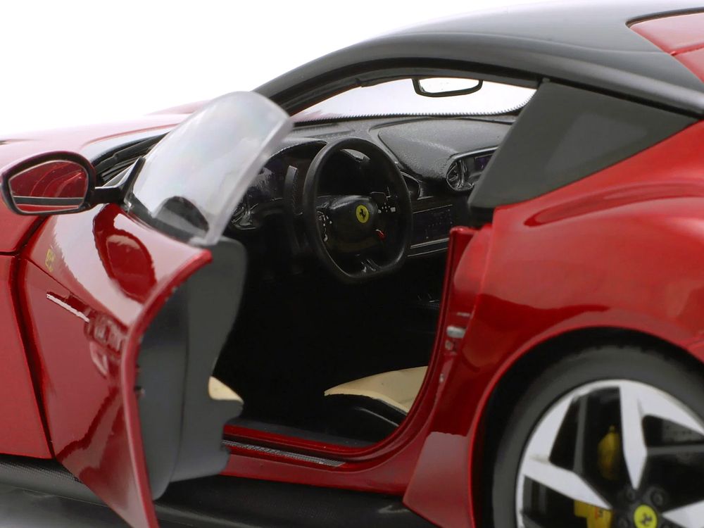 2024 Ferrari 12Cilindri Red Metallic with Black Top 1/18 Diecast Model Car by Polistil view 4
