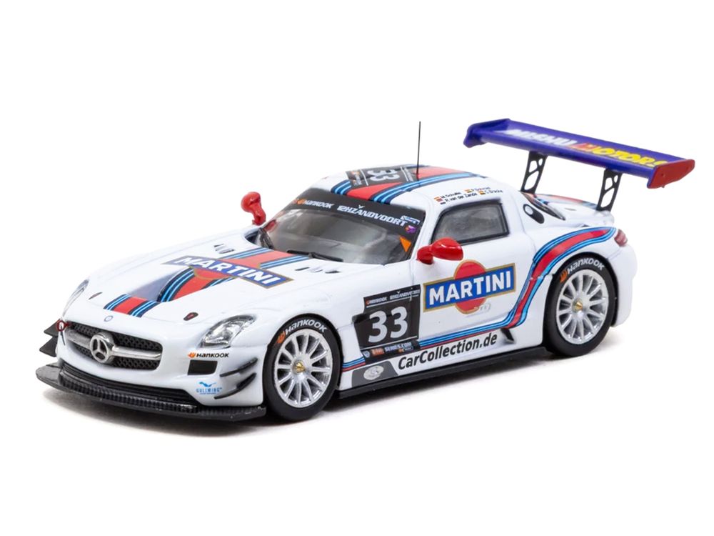 Mercedes-Benz SLS AMG GT3 #33 Mirco Schultis - Renger van der Zande - Christian Bracke - Peter Schmidt "Martini Racing" Winner "12H of Zandvoort" (2014) "Hobby64" Series 1/64 Diecast Model Car by Tarmac Works view 2
