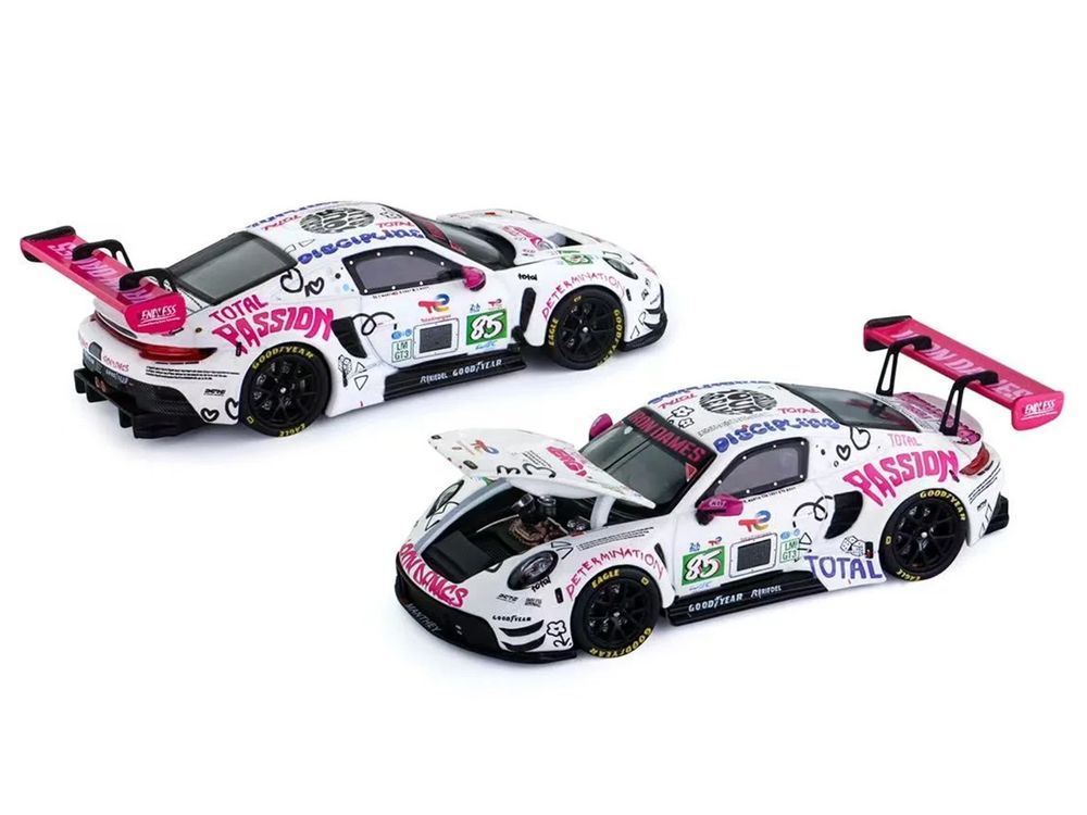 Porsche 911 GT3 R (992) #85 Sarah Bovy - Rahel Frey - Celia Martin "Iron Dames" LMGT3 Class "24 Hours of Le Mans" (2025) 1/64 Diecast Model Car by Trends Hobby view 4