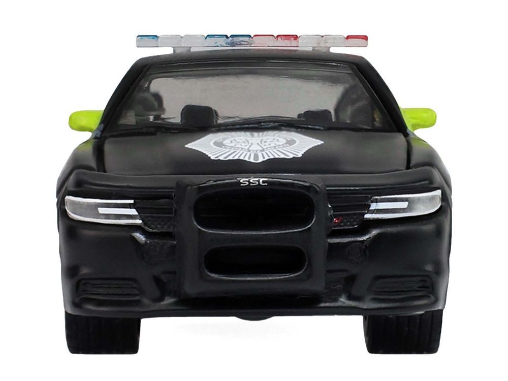 2022 Dodge Charger "SSC Mexico City Traffic Control Police" Black and Neon Green "Hobby Exclusive" Series 1/64 Diecast Model Car by Greenlight view 4