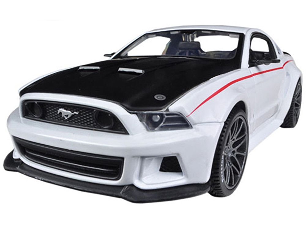 2014 Ford Mustang "Street Racer" White with Black Hood "Special Edition" Series 1/24 Diecast Model Car by Maisto view 2