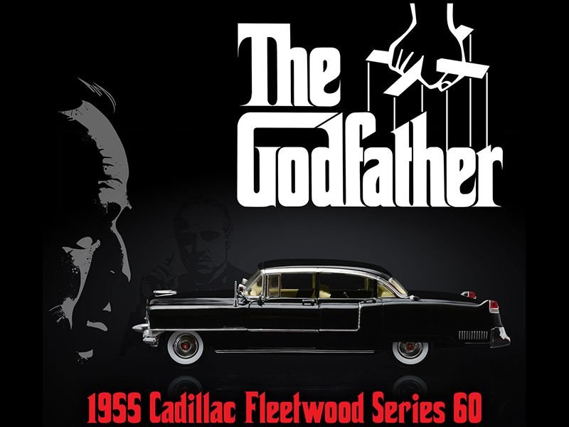 1955 Cadillac Fleetwood Series 60 Special Black "The Godfather" (1972) Movie 1/18 Diecast Model Car by Greenlight view 4