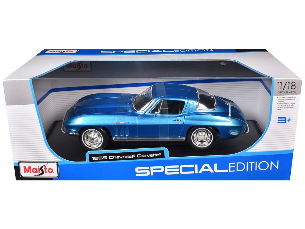 1965 Chevrolet Corvette Blue Metallic 1/18 Diecast Model Car by Maisto view 3
