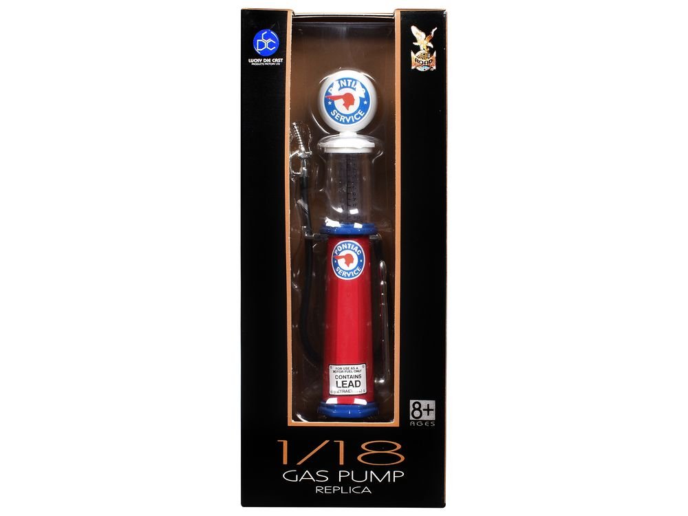 Pontiac Gasoline Vintage Gas Pump Cylinder 1/18 Diecast Replica by Road Signature view 3
