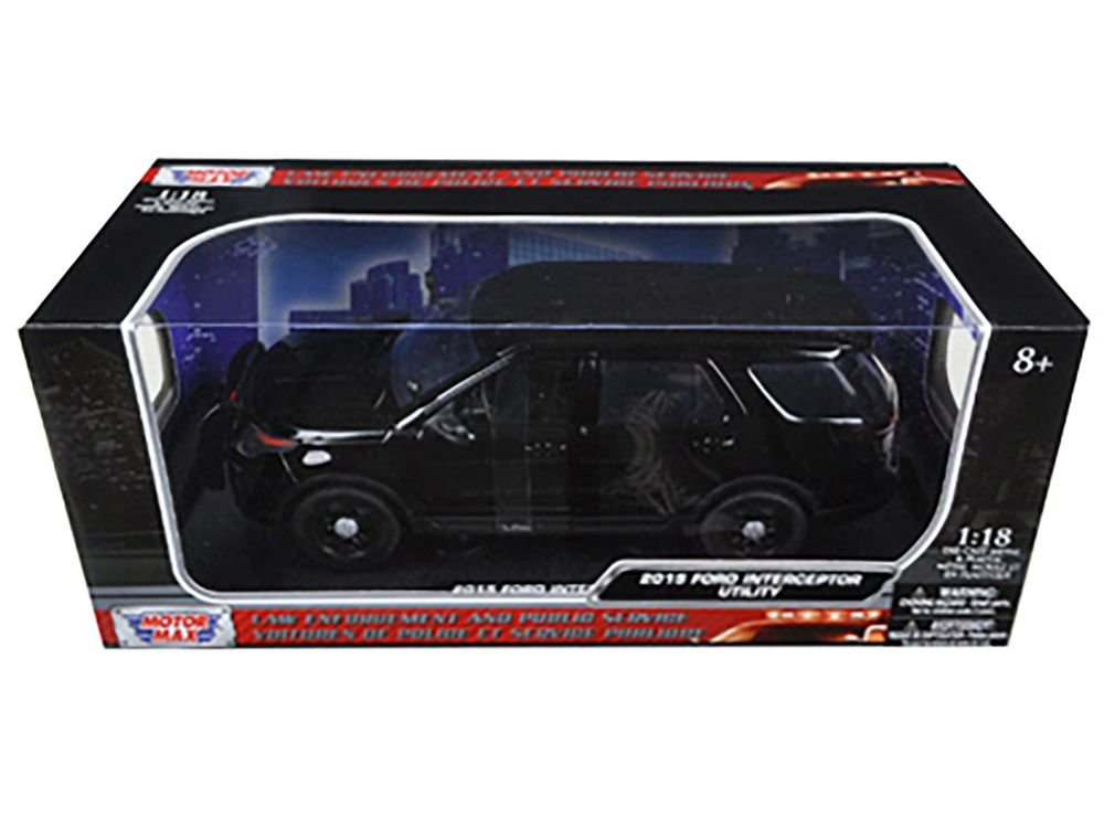2015 Ford Police Interceptor Utility Special Service Plain Black 1/18 Diecast Model Car by Motormax view 3