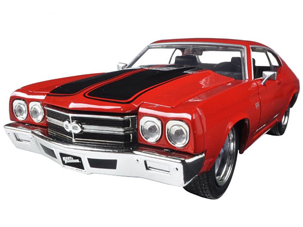 Dom's Chevrolet Chevelle SS Red with Black Stripes "Fast & Furious" Movie 1/24 Diecast Model Car by Jada view 2