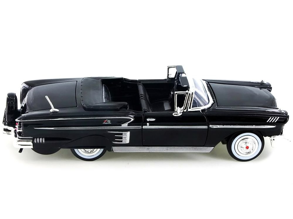 1958 Chevrolet Impala Convertible Black 1/24 Diecast Model Car by Motormax view 2
