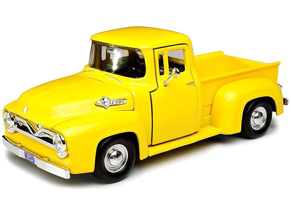 1955 Ford F-100 Pickup Truck Yellow 1/24 Diecast Model Car by Motormax view 2