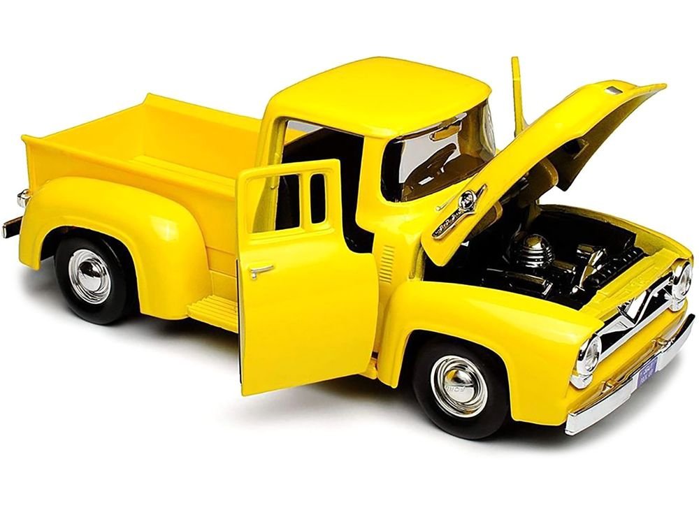 1955 Ford F-100 Pickup Truck Yellow 1/24 Diecast Model Car by Motormax view 3