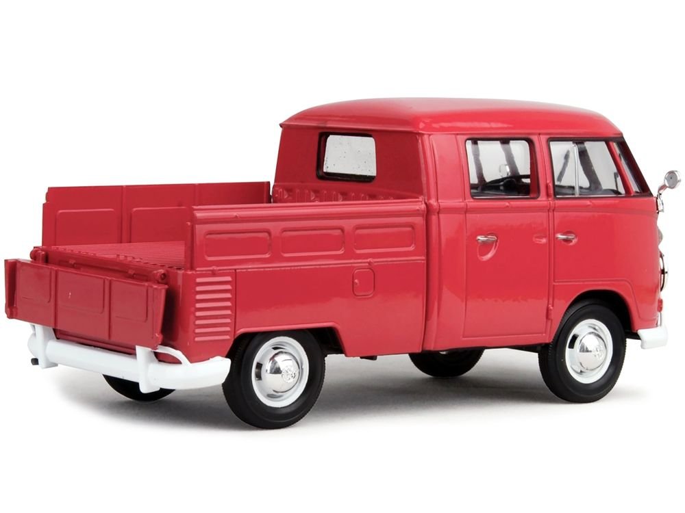 Volkswagen Type 2 (T1) Double Cab Pickup Truck Wax Red 1/24 Diecast Model Car by Motormax view 3