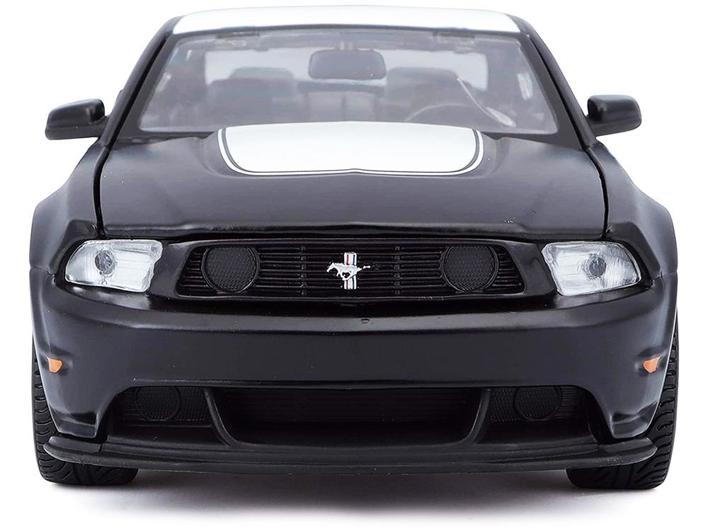 2012 Ford Mustang Boss 302 Matt Black and White 1/24 Diecast Model Car by Maisto view 3