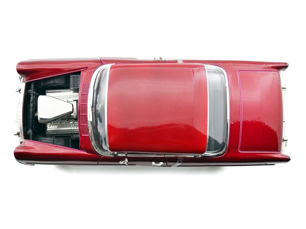 1955 Chevrolet Bel Air Burgundy With Blower Timeless Classics 1/18 Diecast Model Car  by Motormax view 5