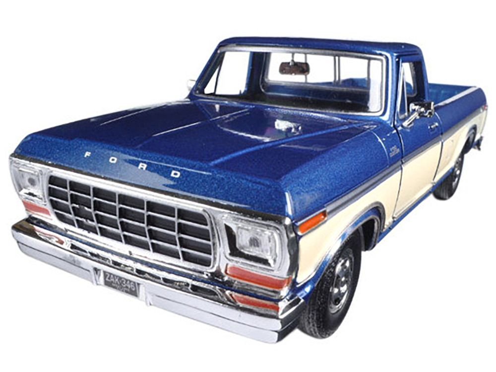 1979 Ford F-150 Pickup Truck 2 Tone Blue/Cream 1/24 Diecast Model Car by Motormax view 2