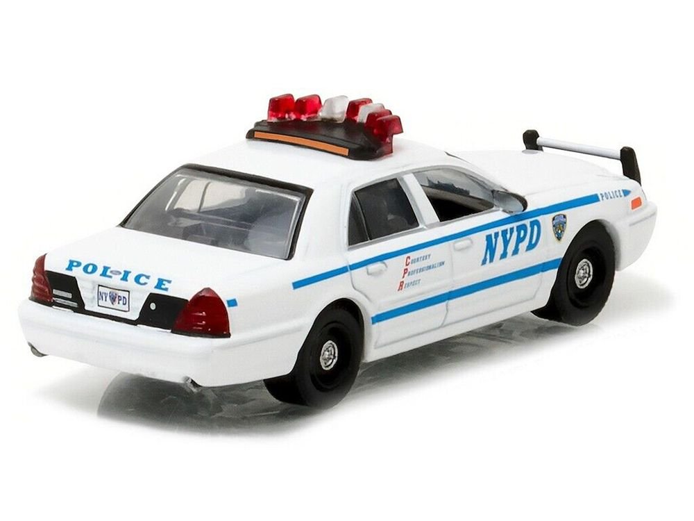 2011 Ford Crown Victoria Police New York Police Department (NYPD) with NYPD Squad Number Decal Sheet Hobby Exclusive 1/64 Diecast Model Car by Greenlight view 2