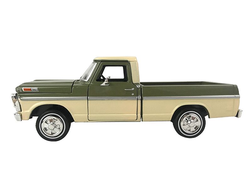 1969 Ford F-100 Pickup Truck Light Green and Cream 1/24 Diecast Model Car by Motormax view 3