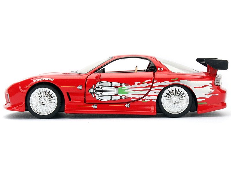 Dom's Mazda RX-7 Red with Graphics "Fast & Furious" Movie 1/32 Diecast Model Car by Jada view 2