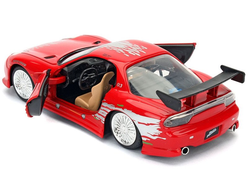 Dom's Mazda RX-7 Red with Graphics "Fast & Furious" Movie 1/32 Diecast Model Car by Jada view 3