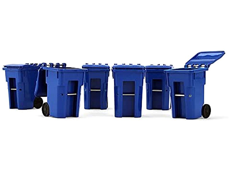 Set of 6 Blue Garbage Trash Bin Containers Replica 1/34 Models by First Gear view 2