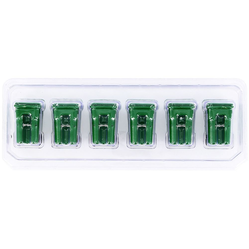 Set of 6 Green Garbage Trash Bin Containers Replica 1/34 Models by First Gear view 2