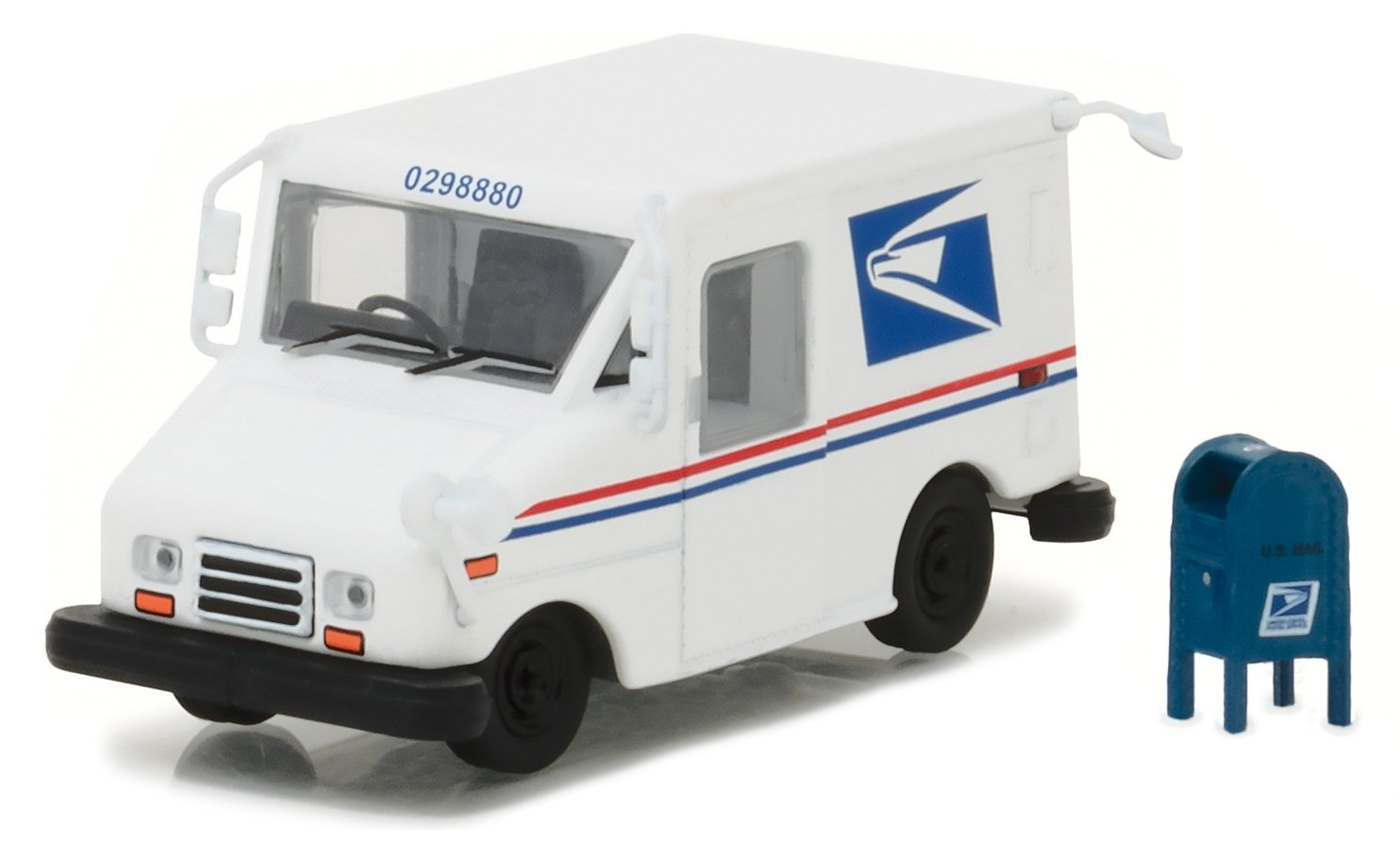 "United States Postal Service" (USPS) Long Life Postal Mail Delivery Vehicle (LLV) with Mailbox Accessory "Hobby Exclusive" 1/64 Diecast Model Car by Greenlight view 2
