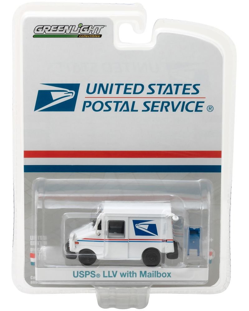 "United States Postal Service" (USPS) Long Life Postal Mail Delivery Vehicle (LLV) with Mailbox Accessory "Hobby Exclusive" 1/64 Diecast Model Car by Greenlight view 3